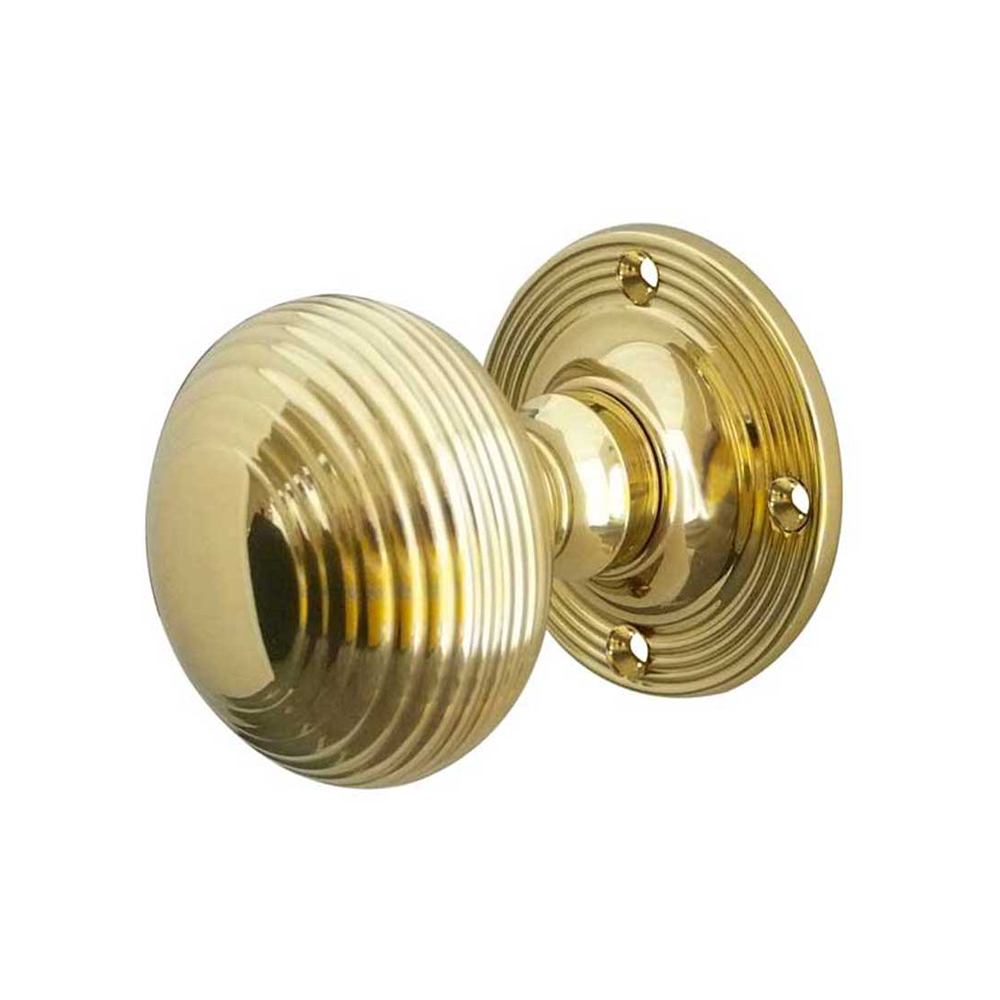 Reeded Mortice Knob - Polished Brass (Sold in Pairs)